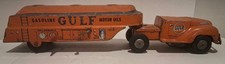 Old 1950's Courtland Tin Friction Gulf Gasoline Tanker Toy Truck Gas Motor Oil
