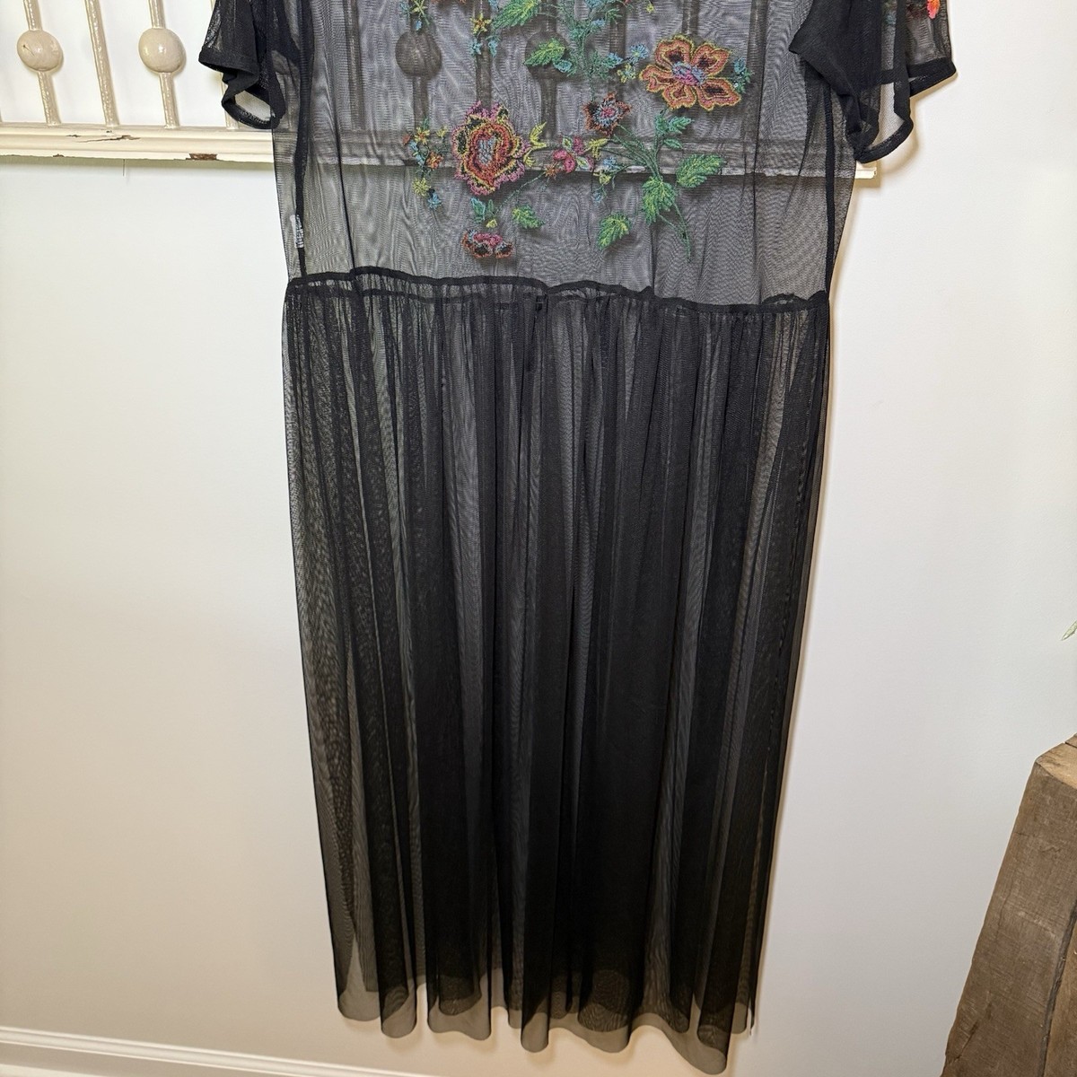 embroidered mesh dress zara Zara Women's Mesh Black for sale