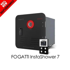 FOGATTI RV Tankless Water Heater InstaShower 7 with 15 x 15 in Black Door DC 12V