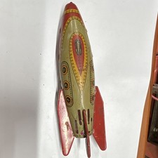 Vintage Tin Rocket Space Toy Pre-1970 Alien Theme Red Fins Ages 8-11 12-16 Years