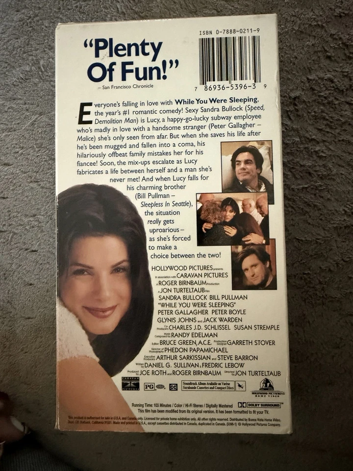 Vintage 1995 VHS Movie While You Were Sleeping- Sandra Bullock And Bill Pullman - Image 2 of 4