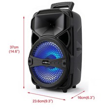 8" 1000W Portable Bluetooth Speaker Sound System DJ Party PA Remote FM USB LED