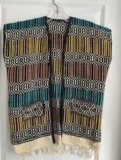 Vtg 60 s Handwoven Blanket Vest Boho Southwest Serpico Biker Festival Unisex