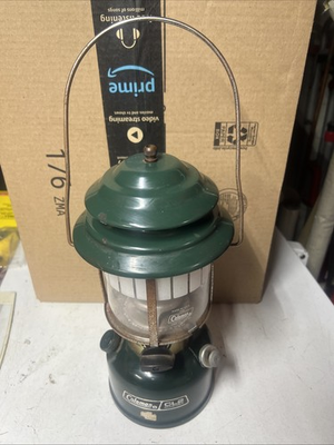 #ad Coleman CL2 288 Double Mantle Lantern w Striped Orig Globe 10 85 Works 🔥 $49.99