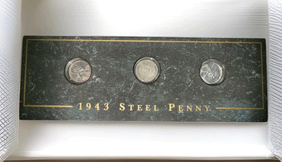 Danbury Mint 1943 Steel Penny 3 Coins In Display Case