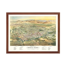 Old Map of Santa Rosa, CA 1897 - Vintage California Art