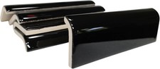 Black 2 x 6 in Ceramic Tile Bullnose Mud Cap Trim Edge 2x6 inch 6 Inch, 