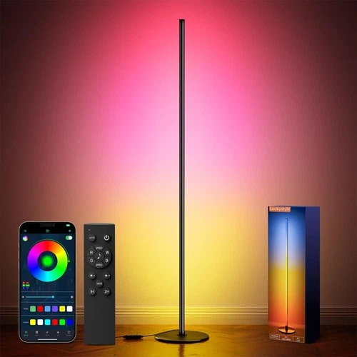 Smart RGB Corner Floor Lamp Bright LED Tall Modern Floor Lamp with APP and Remot