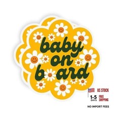 Baby On Board Signs for Car, 2-Pack Vinyl Car Decals, 4 Inch  2 vinyl Daisy