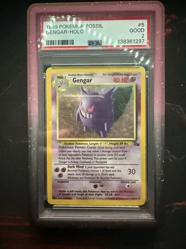 Gengar 5/62 Fossil Holo PSA 2 2nd LOWEST POP GUARD INCLUDED