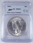 1923 PEACE SILVER DOLLAR MS 63 + PLUS CG CERTIFIED $1 FREE SHIPPING