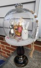 New Upcycled Glass Cloche On Pedestal Base W/ Easter Decor — photo 2