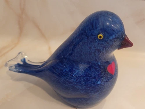 Chris Sherwin art glass signed Lovebird paperweight figurine roughness on beak