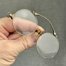 Antique Pince-nez Glasses Spring Bridge Ornate Gold-tone Nose Spectacles