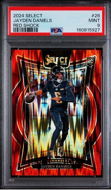 2024 Select Jayden Daniels Rookie Red Shock Prizm /249 RC PSA 9 SP Color Match
