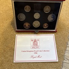 Royal Mint UK 1986 Proof 8-Coin Deluxe Set with COA Presentation Box Included