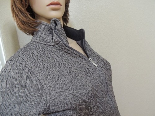 Spider Knit Long Sleeve Jacket Zip Closure Short Women Sz S/ tight fit gray - Picture 6 of 11