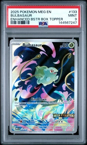2025 POKEMON MEG EN-MEGA EVOLUTION ENHANCED BOOSTER BOX TOPPER BULBASAUR PSA 9