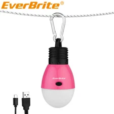 EverBrite Rechargeable Camping LED Bulb Pink 3 Lighting Modes USB LED Tent Light
