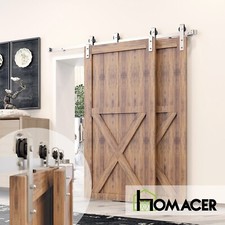 Single Track Bypass Sliding Barn Door Hardware Kit - Classic Design Roller