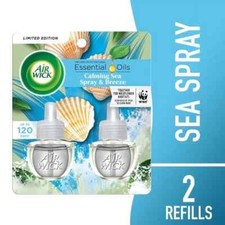 Air Wick Plug-in Scented Oil 2 Refill Calming Sea Spray and Breeze Air Freshener
