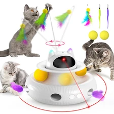 Cat Laser Interactive Indoor Cat Pet Toys Automatic,USB Cat Teaser Pet Toy White