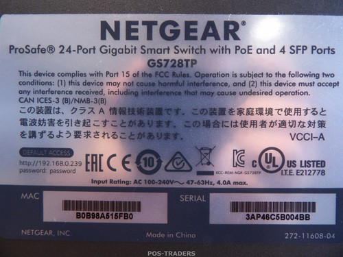 NETGEAR ProSafe GS728TP V1H1 Smart Managed Switch PoE 24x Gigabit + 4x porte SFP - Afbeelding 9 van 9