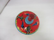 VINTAGE SMALL SPINNING TIN TOP TOY OUTER SPACE GREAT CONDITION M-55
