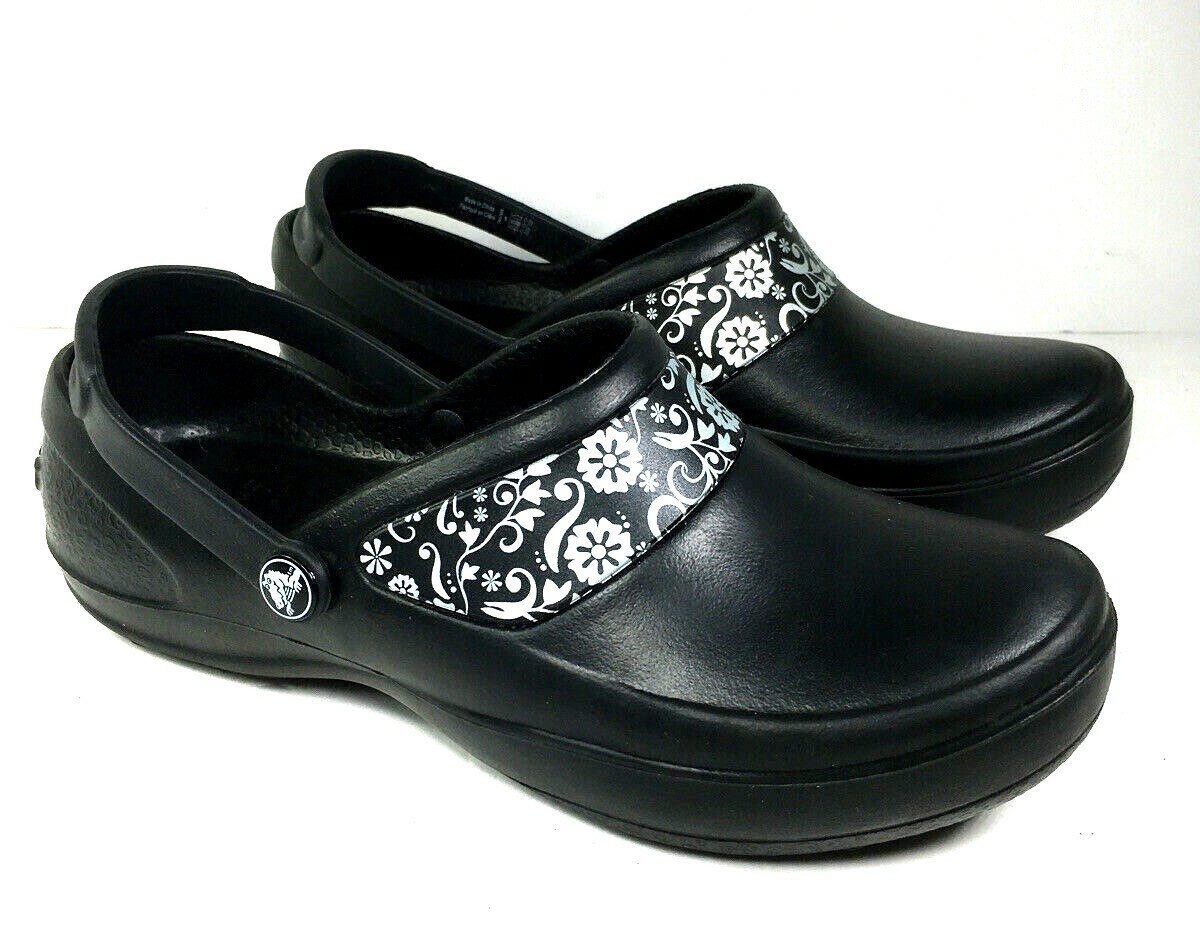 Crocs Womens Black Clog with Flower Print US