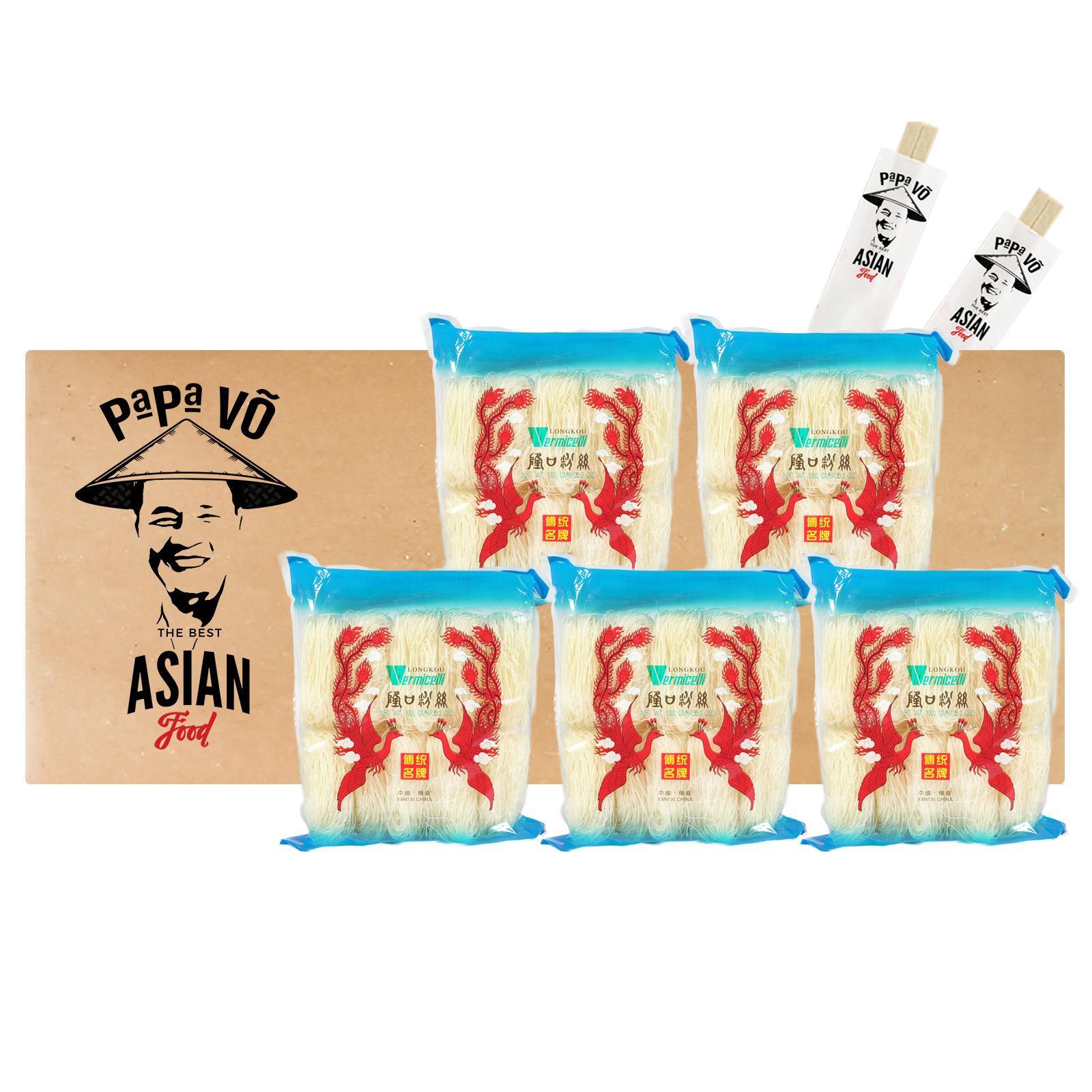 Longkou Glasnudeln 5x1kg Glas Nudeln Vermicelli Longkou Bun Tau Mung Bean Vermic