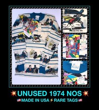 NOS VTG 70s LIC Superman Batman Neal Adams DC Comic All Over Print Rob Roy Shirt