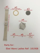 Ebel Wave Ref 181908 18k gold steel watch part case bracelet dial bezel screw