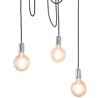 Multi Light Ceiling Pendant 3 Bulb Chrome Steel Industrial