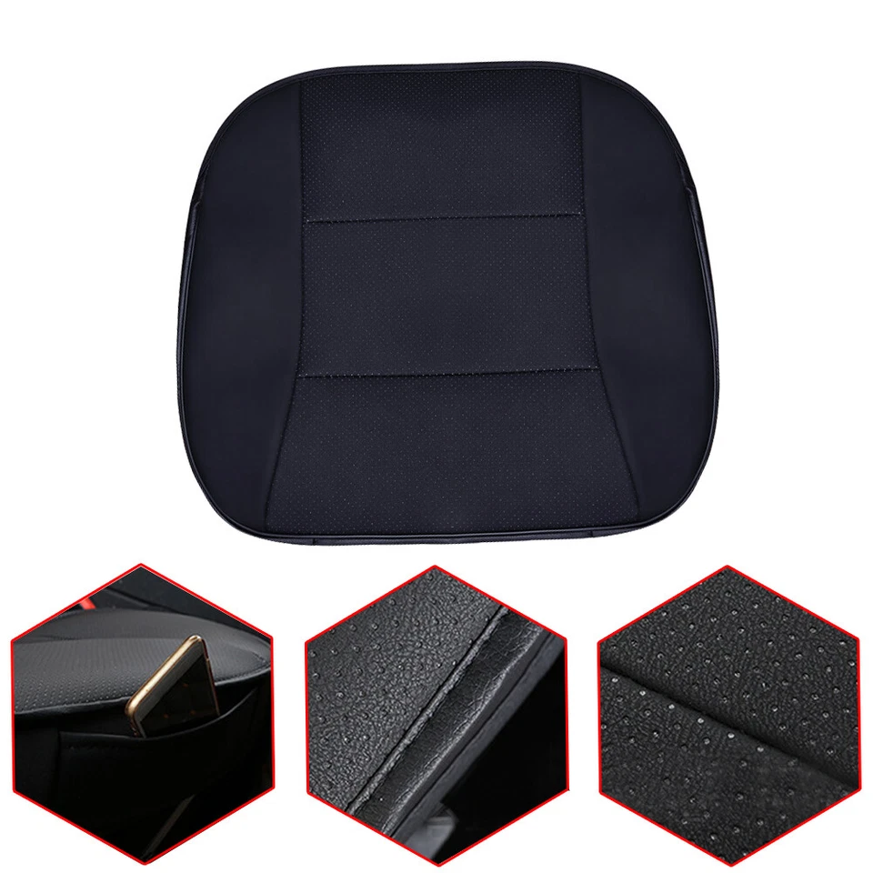 Funda de asiento de coche de cuero PU negro cojín cojín alfombrilla protector accesorios Foto 4 de 4