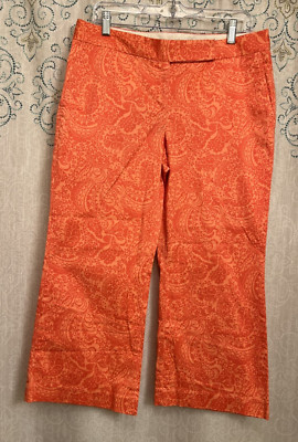 Express Design Studio Editor Womens Straight Crop Paisley Pants Size 10 (34''x24)