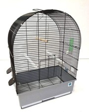 Crystal Budgie & Canary Black Bird Cage - Large 50x30x68cm with Cage Accessories