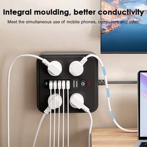 3000W Protector Power Board 4 Outlets USB A C Port Individual Switch Power Strip - Picture 3 of 19
