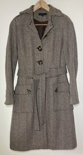 Betty Jackson Studio Woman’s Trench Coat Brown Knee Length Size 10 Herringbone