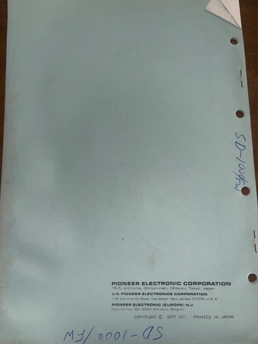 PIONEER SD-1000 ORIGINAL SERVICE MANUAL for STEREO DISPLAY PIONEER SD-1000 ORIGINAL SERVICE MANUAL for STEREO DISPLAY