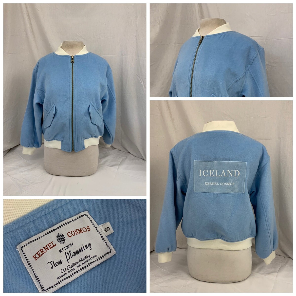 Kernel Cosmos Iceland Jacket Small Women Blue Cotton Full Zip Mint