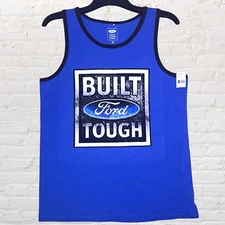 Ford Motor Company Built Tough Graphic Ringer Tank Top Size M Blue Summer NWT