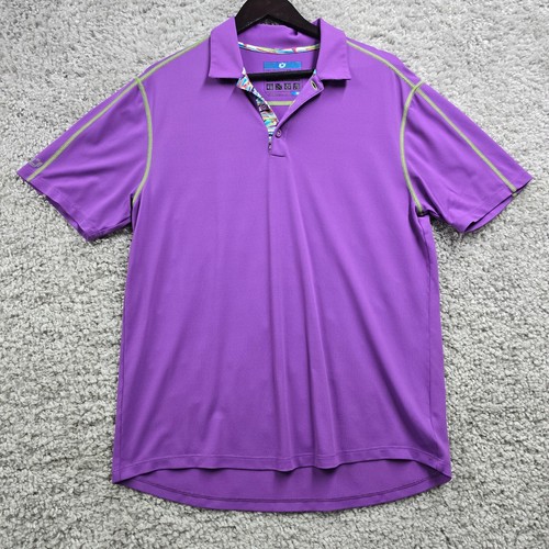IBKUL Polo Shirt Mens Medium Purple Short Sleeve Pullover Performance Golf