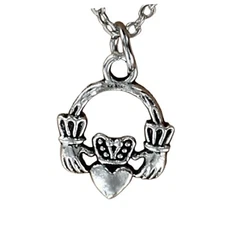 CLADDAGH NECKLACE on Chain or Charm Only Pewter Irish Love Friendship Hand Crown