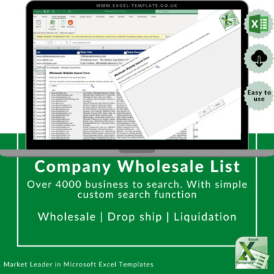 Liste von über 4000 Großhandel, Dropship, Liquidation, Paletten, Excel Tabelle