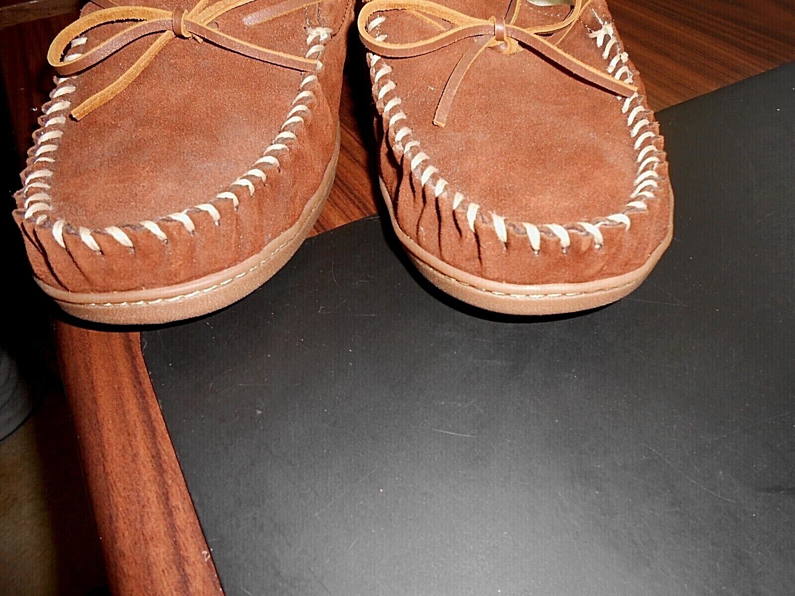 New Men's Brown Suede Moccasin / Slippers, Lined, Hard