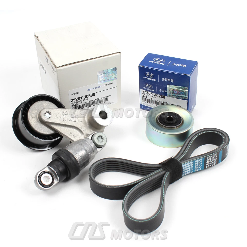 V-Ribbed Belt & A/C Belt Tensioner Kit Fits 2009-2014 Hyundai Genesis Sedan 3.8L - Изображение 2 из 4