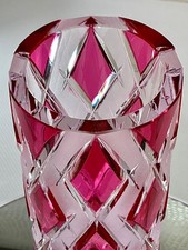 Vaso Rosso Rosa Mirtillo Cristallo Moser 11 3/8” Taglio a Trasparente Boemia.