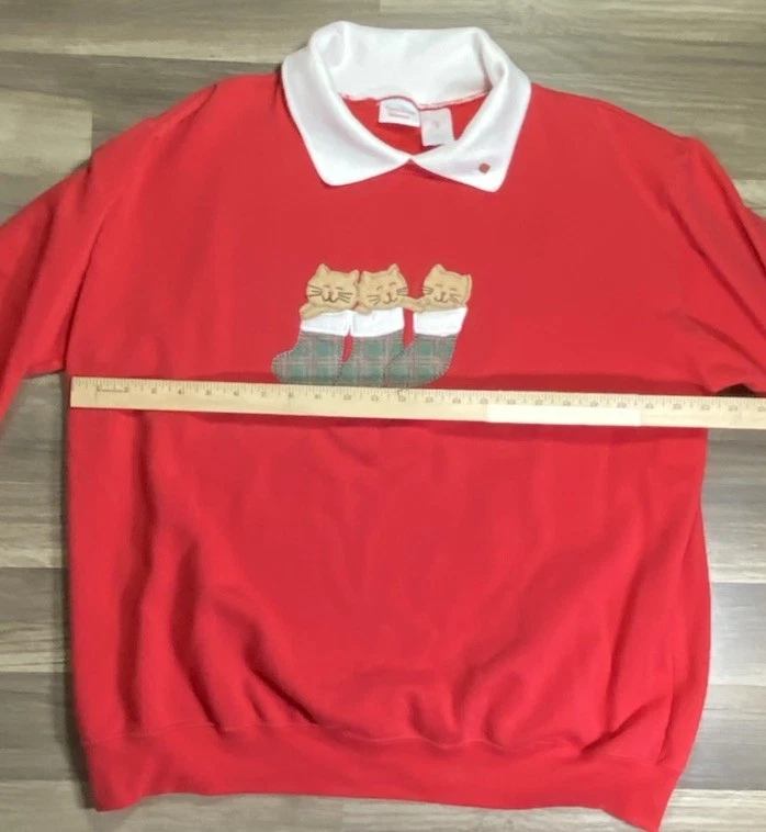 Sudadera Vintage Navidad Mujer’s Red Kittens Medias Abuela Core 90’s Foto 4 de 4