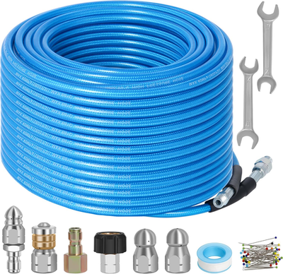 #ad 100 FT Sewer Jetter Kit for Pressure Washer 5800PSI Water Jet Drain Cleaner Hos $87.04