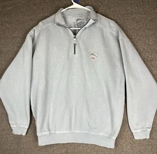 Tommy Bahama Relax 1/4 Zip Sweater Mens Medium Blue Pullover Long Sleeve
